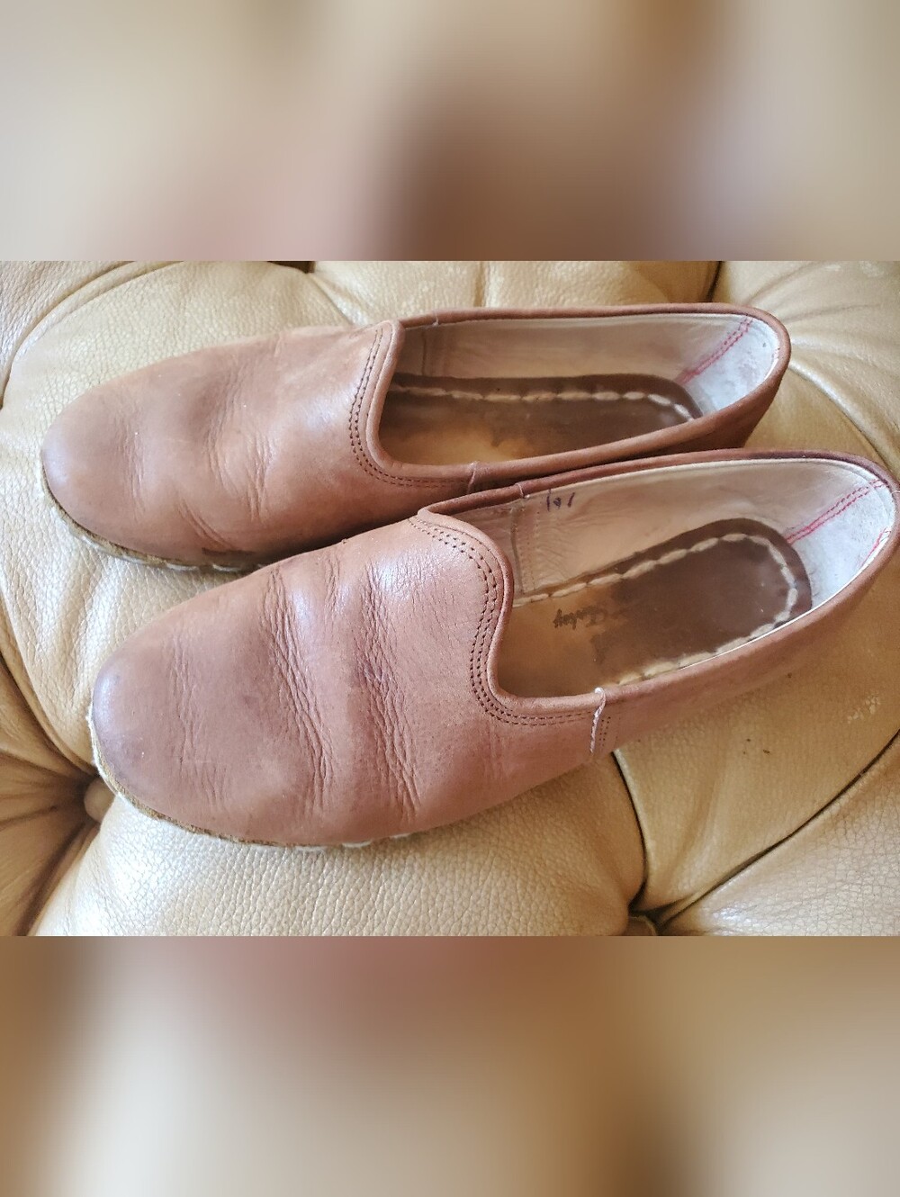 Sabah Tan Leather Slip-On Flats